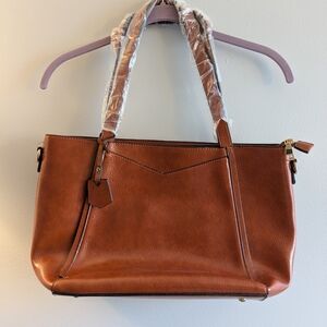 Vegan Brown Leather Tote Bag